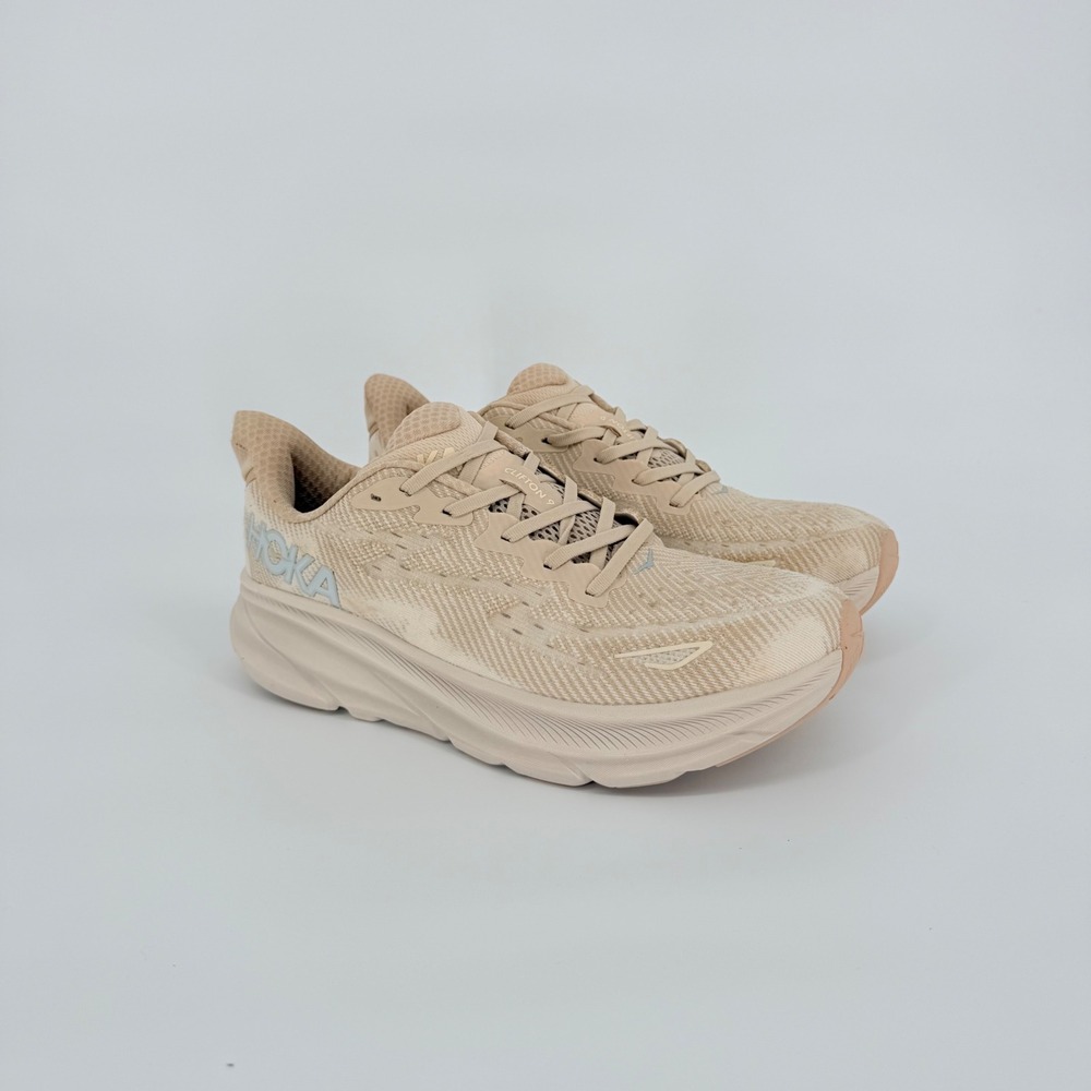 Hoka Clifton 9 Running Shoes Mens 11 Womens 12 Beige Gorpcore Comfort Athletic